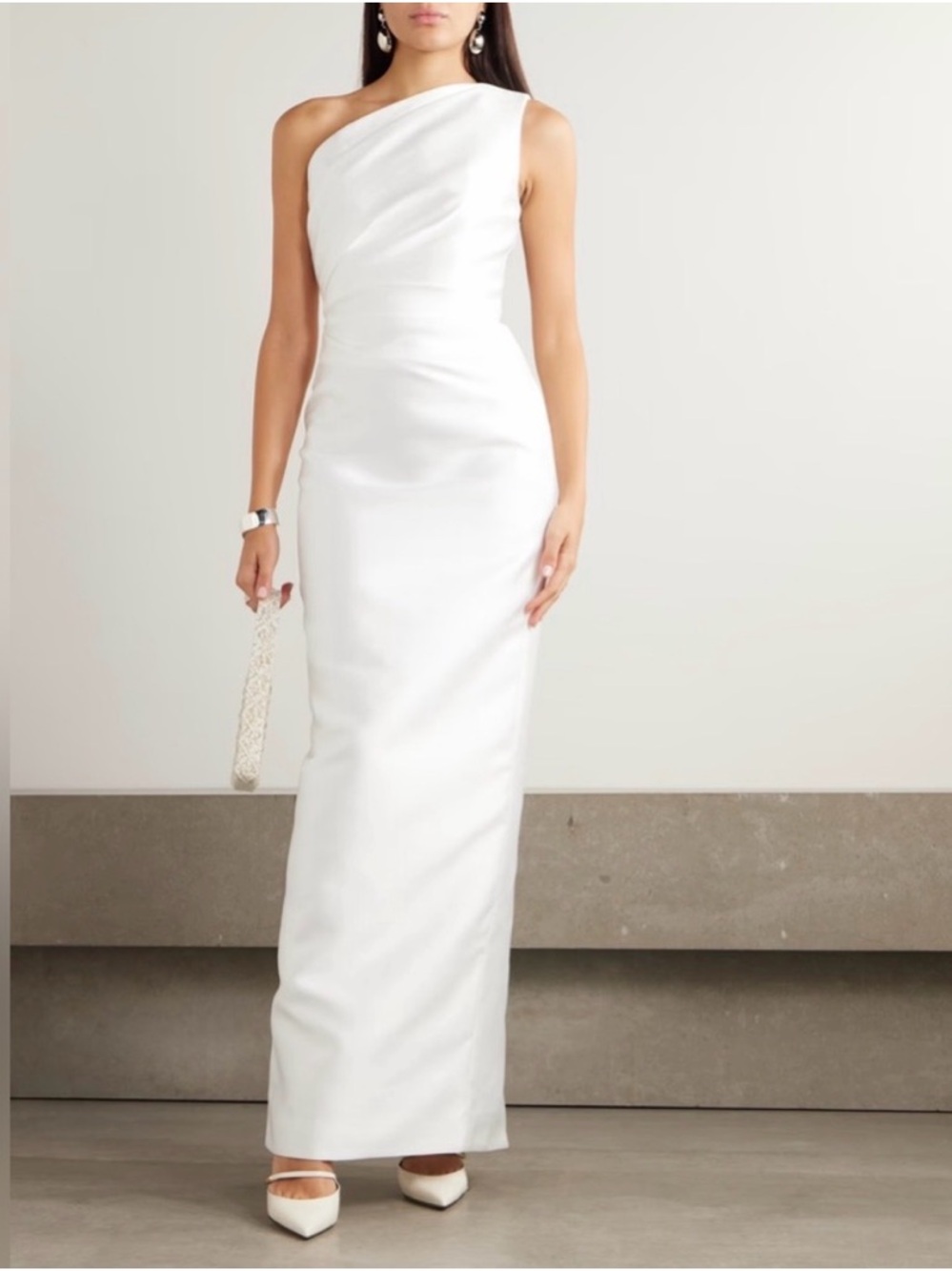 Kira draped one-shoulder satin gown - US8 (UK 12)